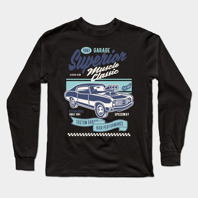 Muscle Car Classic, Vintage Retro Classic Long Sleeve T-Shirt by CoApparel